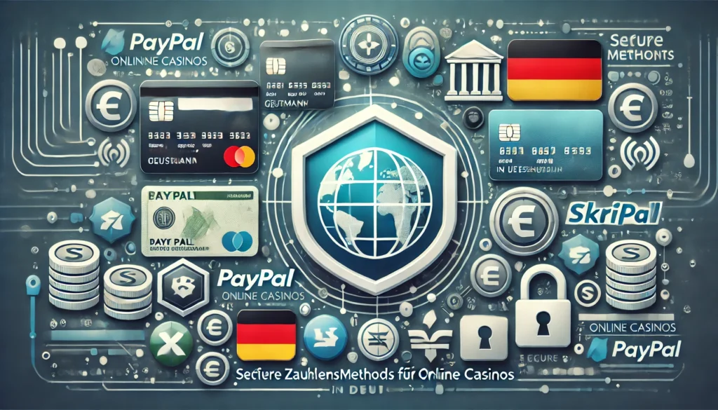 DALLE 20250327 131615 A trustworthy and modern 169 banner image for a blog post titled Sichere Zahlungsmethoden für Online Casinos in Deutschland Secure payment methods DummySlotsde