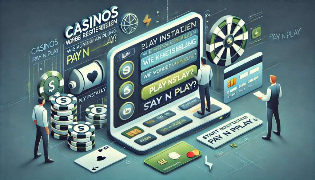DALLE 20250327 132900 A modern and clear 169 banner image for a blog post titled Casinos ohne Registrierung Wie funktioniert Pay N Play Casinos without registration DummySlotsde
