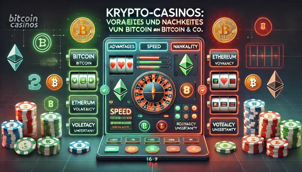 DALLE 20250327 133007 A visually modern and balanced 169 banner image for a blog post titled KryptoCasinos Vorteile und Nachteile von Bitcoin Co Crypto casinos Pr DummySlotsde
